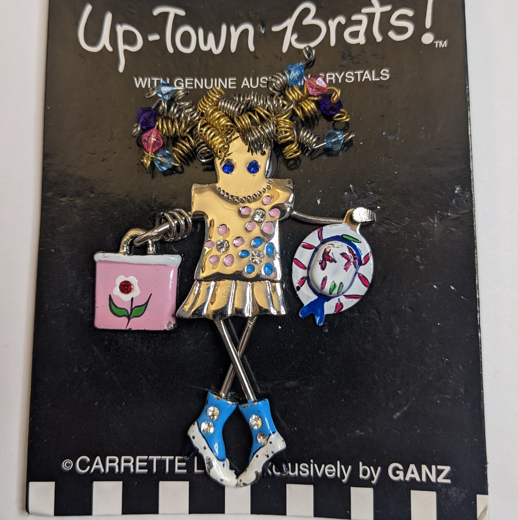 Vintage Up-Town Brats! Brooch Carrette Ltd. For Ganz (Austrian Crystal Accents